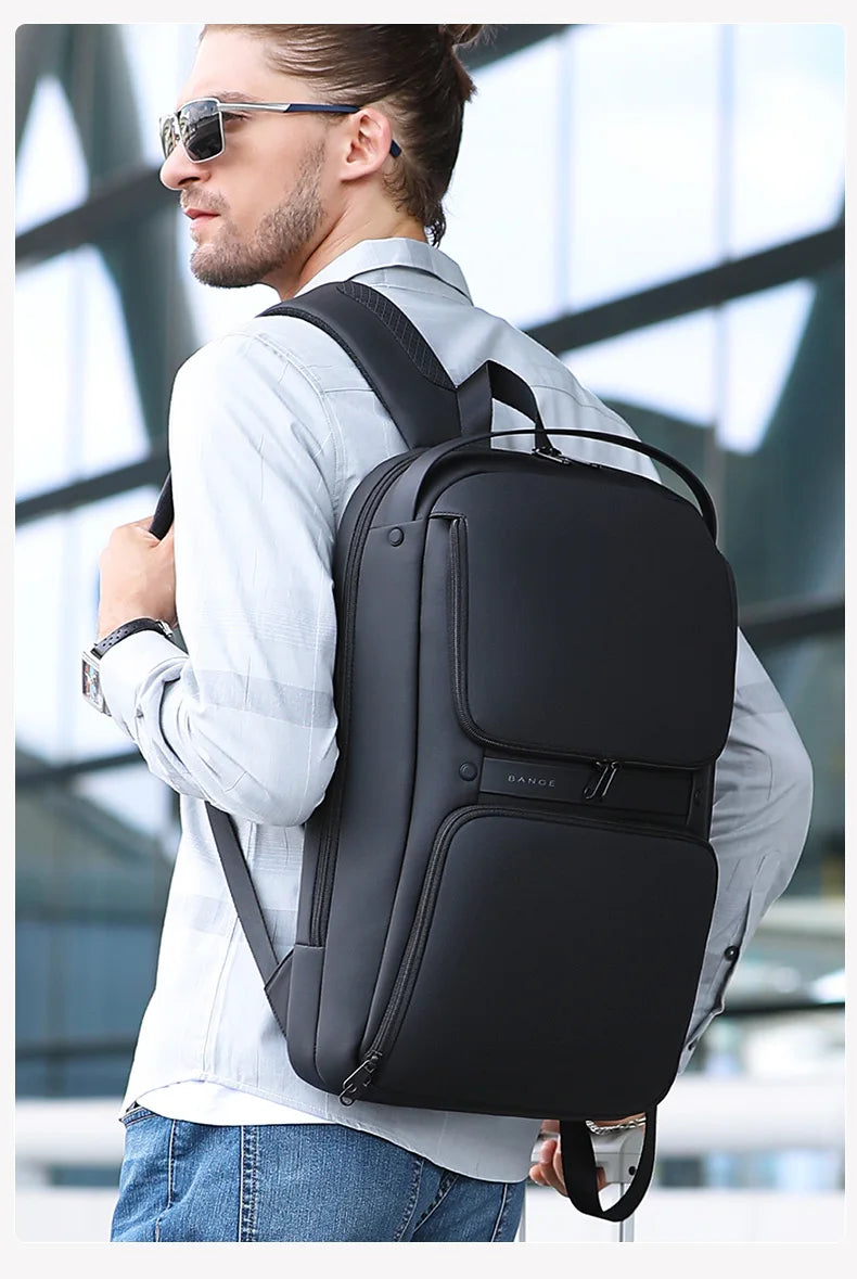 BANGE Original Unique Design Multi-Layer Space Business Backpacks Men Teenage USB External Charge 15.6 Laptop Traval Backpack