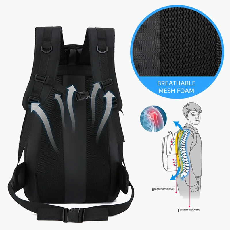 60L Travel Backpacks Men Business Laptop Pack Large Capacity 15.6 Inch Computer Bag Travel Commuting Daypack College Student Bag