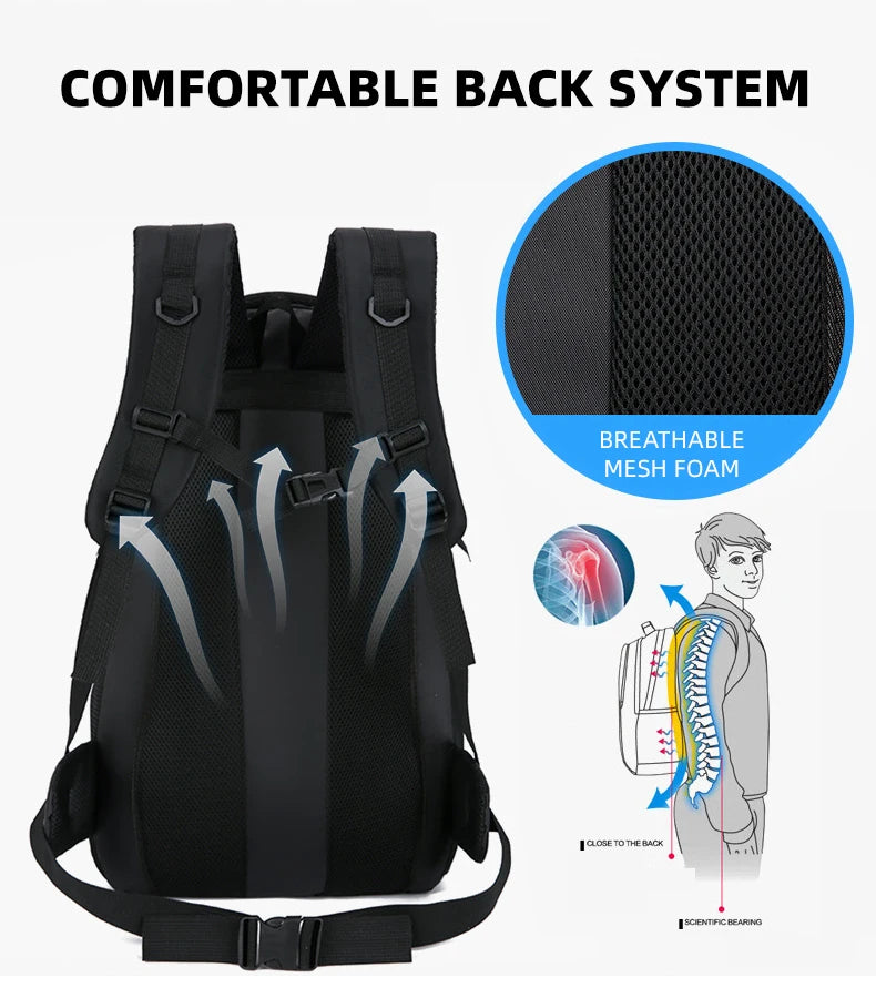 60L Travel Backpacks Men Business Laptop Pack Large Capacity 15.6 Inch Computer Bag Travel Commuting Daypack College Student Bag