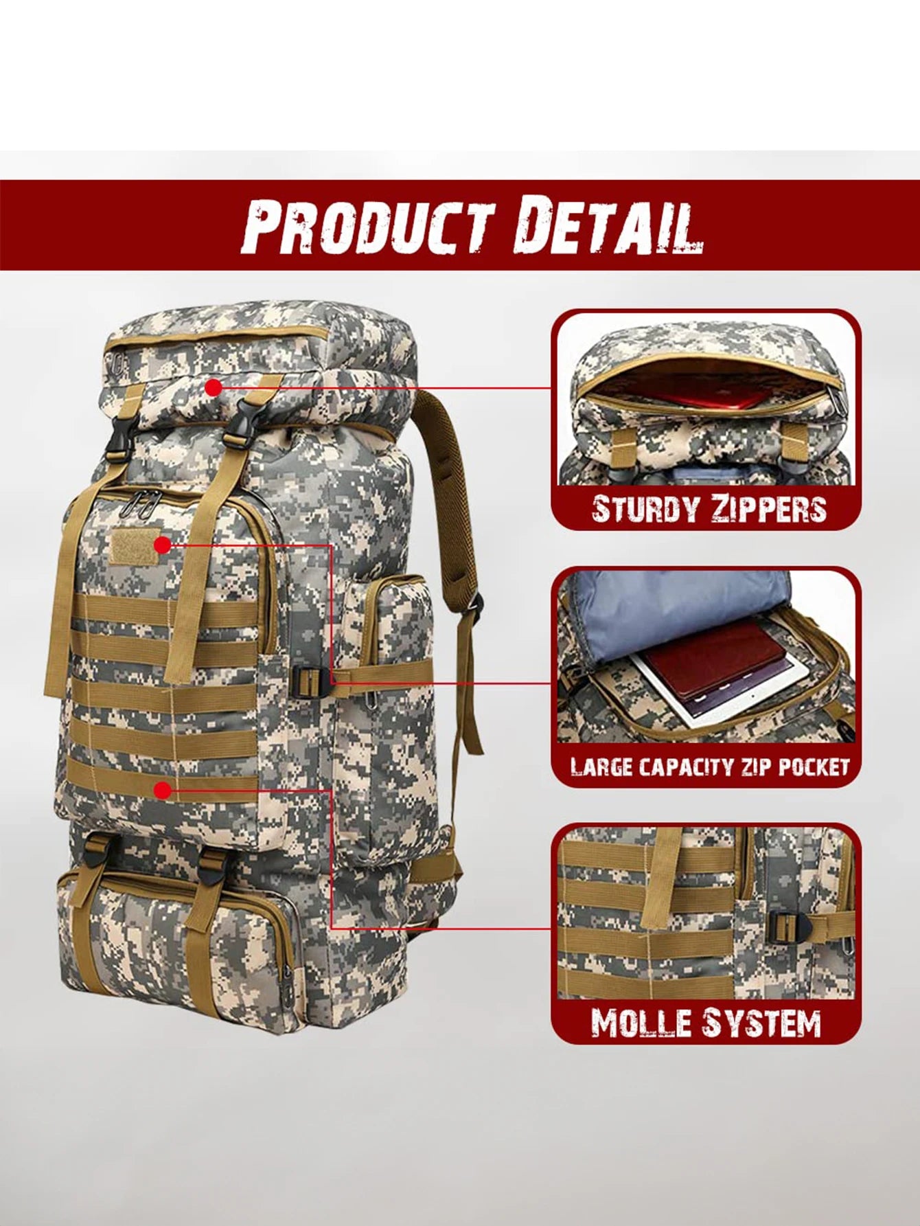 80L/100L Mountaineering Bag Climb Bag Tactical Backpacks Large Backpack Outdoors Hiking Camping Travel Bags