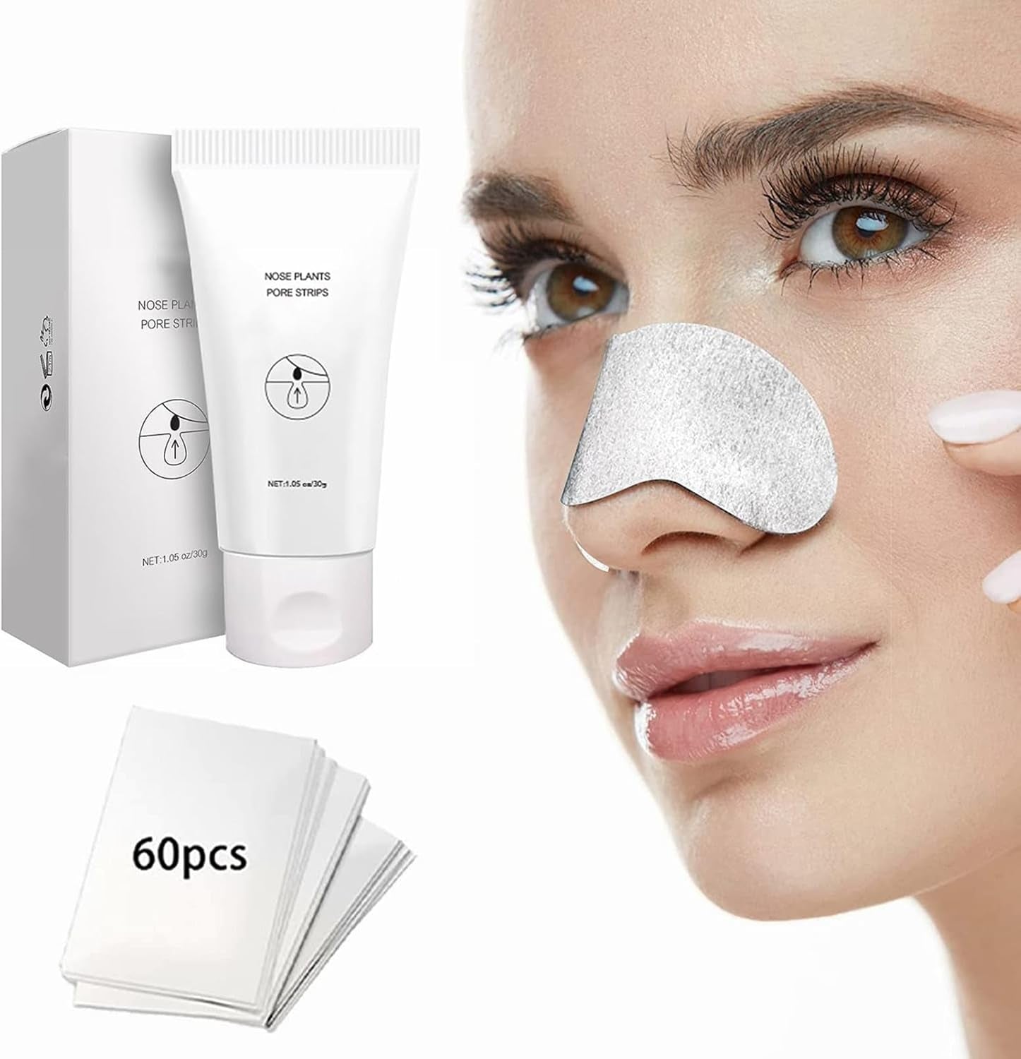 Patch Point Noir, Blackhead Remover Masque, Patch Point Noir Nez, Patchs anti Points Noirs, 30G Masque Peel Off, 60 Pcs Patchs Anti-Points Noirs Pour Le Nez, Nettoyant En Profondeur Rétrécir Pores