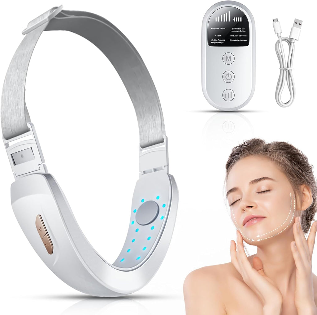 Wonder Forge Appareil De Levage Du Visage, EMS Massage Visage, 6 Modes V-Face Shaping Massager Électrique, Massage Visage À Lumière Rouge Et Bleue Avec Télécommande