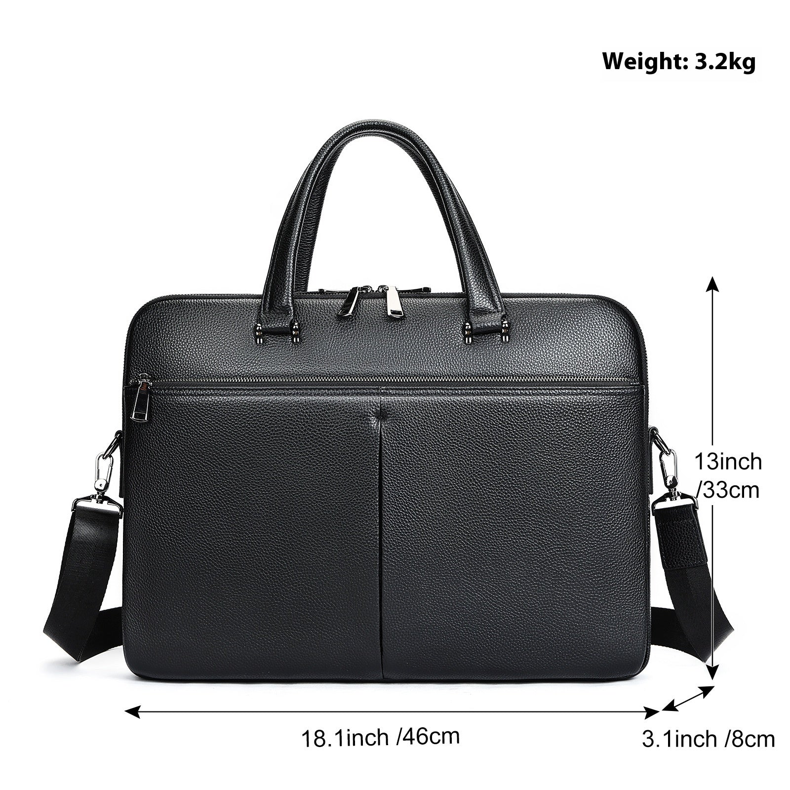 Men'S Handbag Horizontal Briefcase Large Capacity First Layer Cowhide 17-Inch Computer Bag