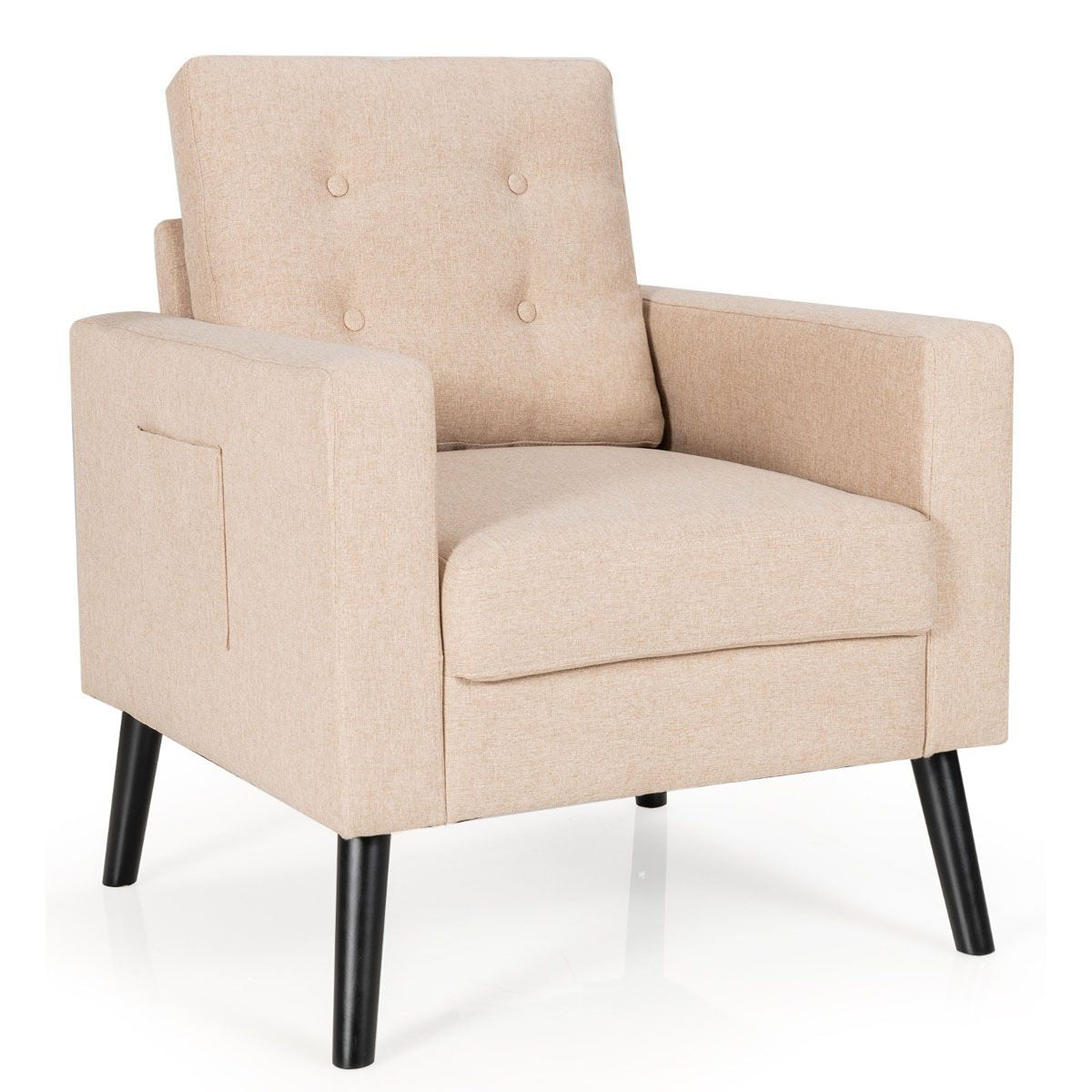 Fauteuil De Salon 1 Personne Avec Profondeur D'Assise 53Cm Canapé 1 Place Avec Pieds Bois D’Hévéa Pour Chambre Salon Bureau 81*67*86Cm Bleu/Beige/Gris