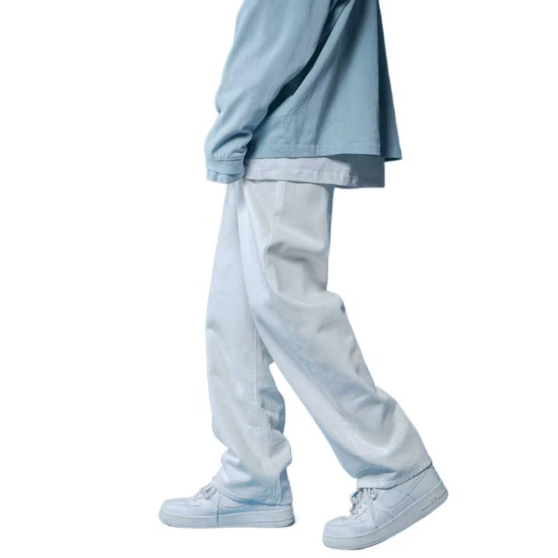 Straight Jeans Men White Loose Unisex Denim Trousers Trend Neutral Jeans Men Baggy Casual Solid Man Women Pants Hip Hop Jeans