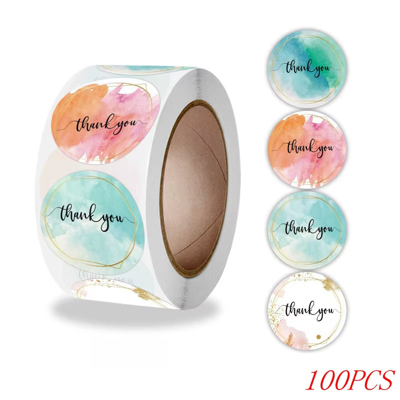 50-500Pcs 1Inch Blue Thank You Stickers for Envelope Sealing Labels Stationery Supplies Handmade Wedding Gift Decoration Sticker