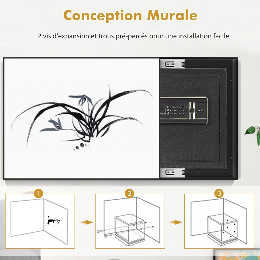 Coffre-Fort De Sécurité Électronique 36 X 31 X 41 CM 46 L Système D'Alarme Clavier Numérique 4 Clés