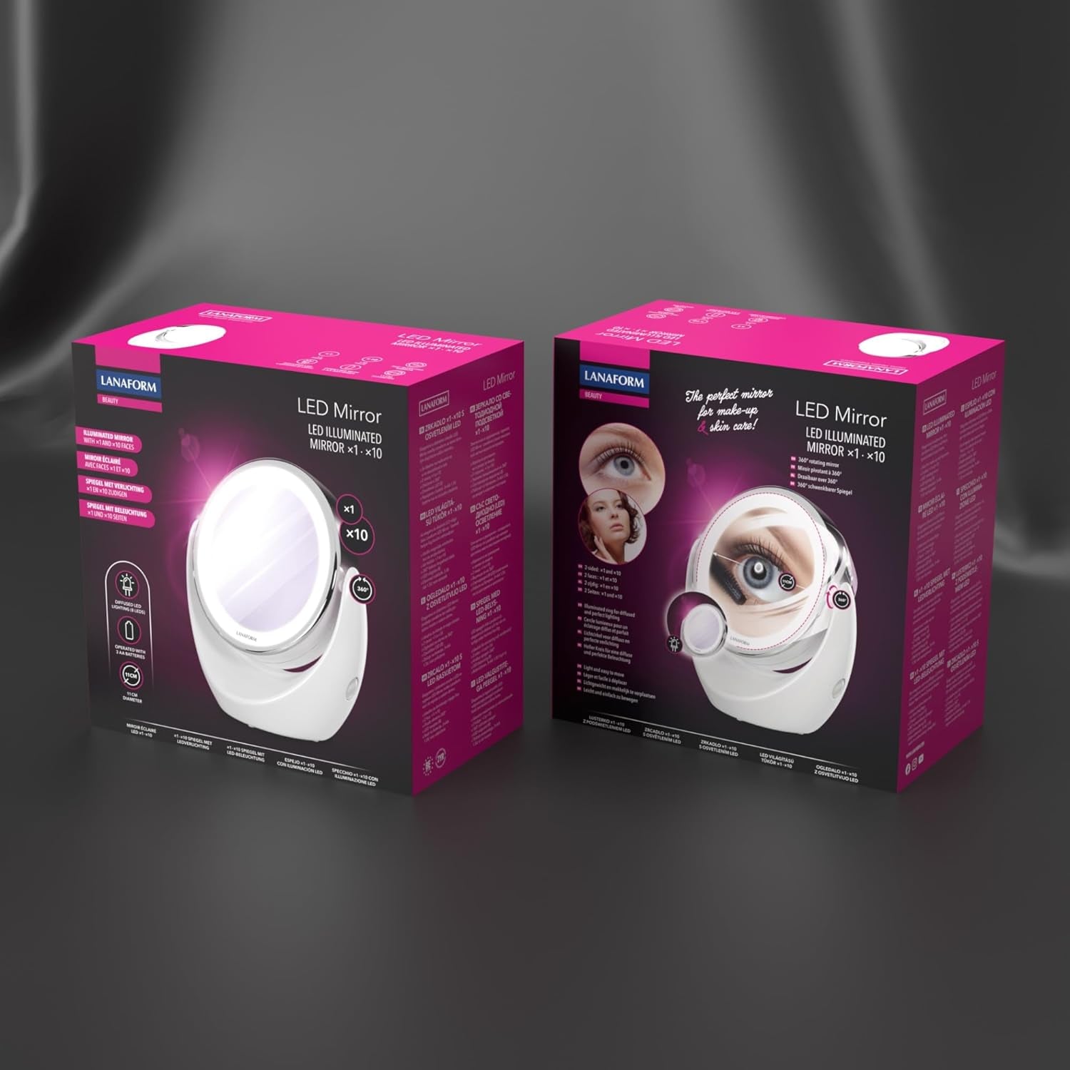 LED Mirror - Miroir Maquillage - Miroir LED Ø13 Cm - Miroir Grossissant - Effet Grossisant X1/ X10 - Miroir Double Face - Petit Miroir