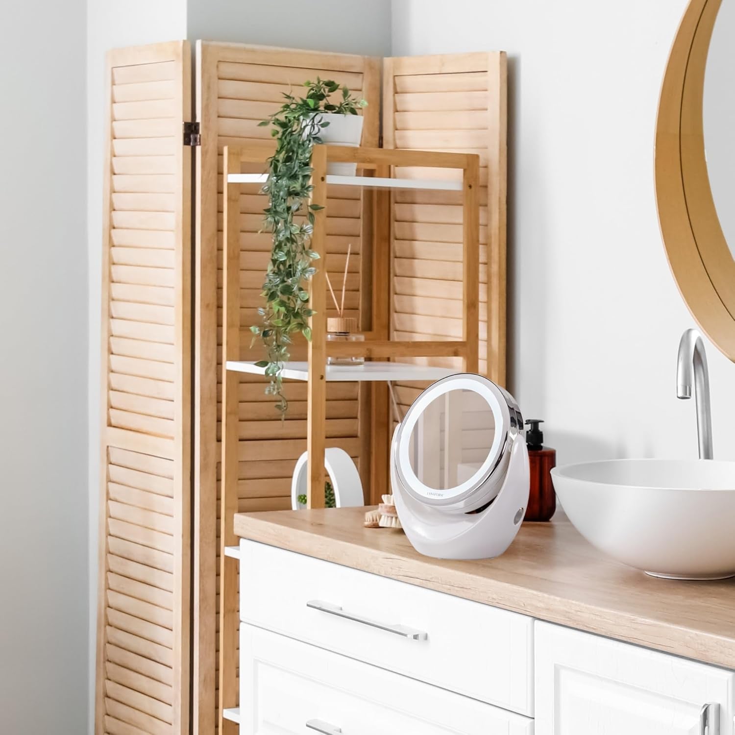 LED Mirror - Miroir Maquillage - Miroir LED Ø13 Cm - Miroir Grossissant - Effet Grossisant X1/ X10 - Miroir Double Face - Petit Miroir