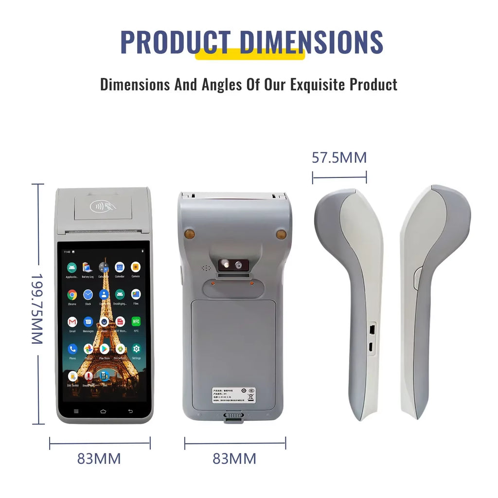 Z91 5.5Inches Hand Held POS Printer with 4G Wifi Bluetooth NFC Printer Camera Fingerprint