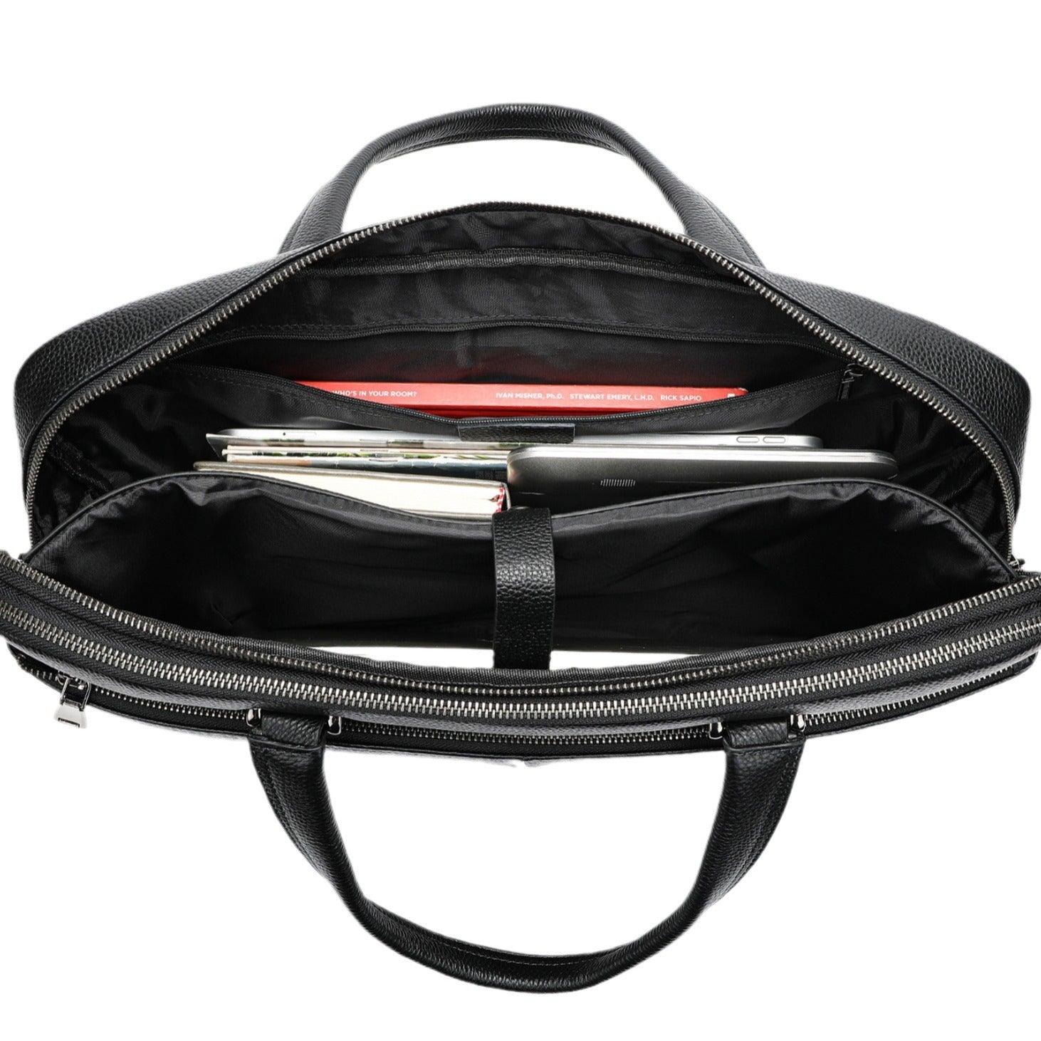 Men'S Handbag Horizontal Briefcase Large Capacity First Layer Cowhide 17-Inch Computer Bag