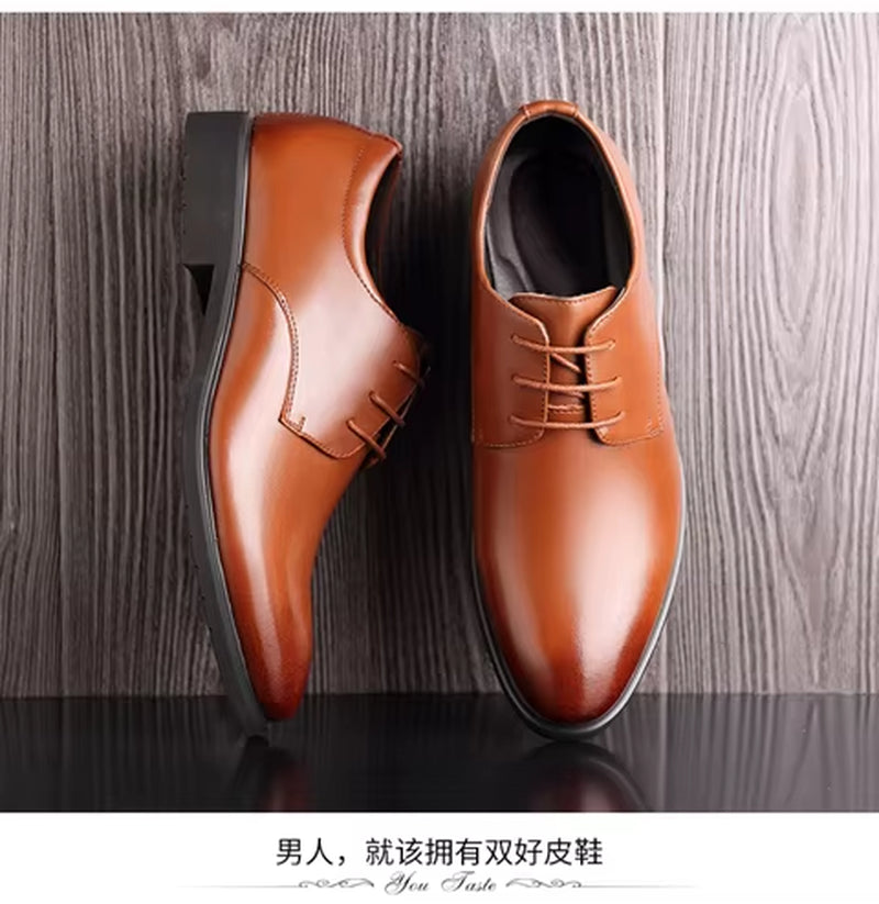 2025 New Men'S Quality Cowhide Leather Shoes British Business Extra Size 38-47 Soft Leather Man Split Leather Dress Shoes