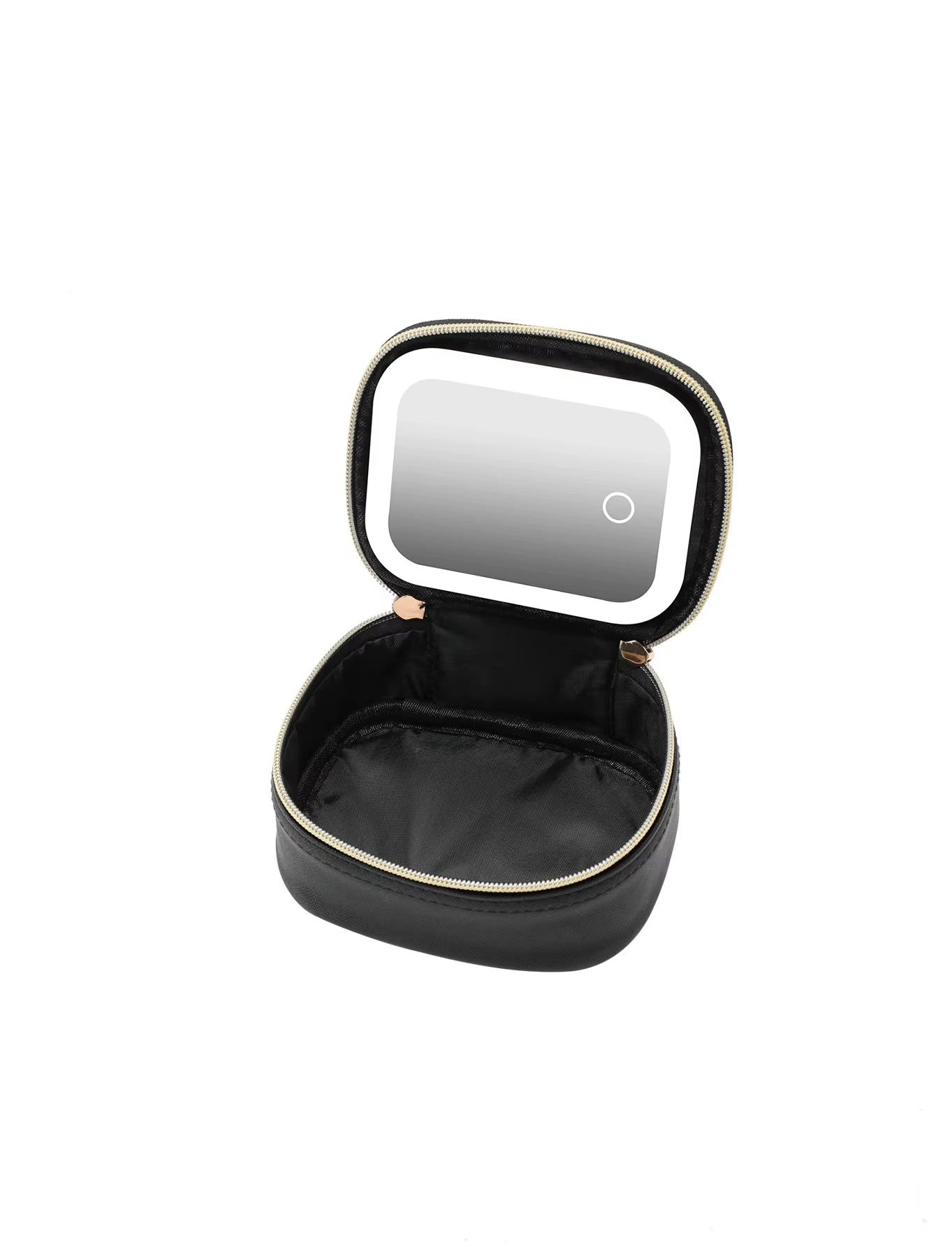 Rechargeable Travel Makeup Bag with LED Mirror, Compact Touch Screen Tabletop Cosmetic Mirror, 3 Colors Light