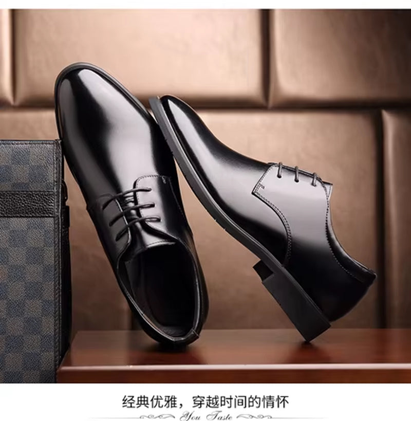 2025 New Men'S Quality Cowhide Leather Shoes British Business Extra Size 38-47 Soft Leather Man Split Leather Dress Shoes