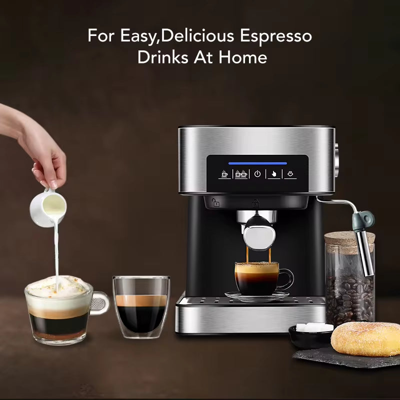 20 Bar Italian Type Espresso Coffee Maker Machine with Milk Frother Wand for Espresso, Cappuccino, Latte and Mocha