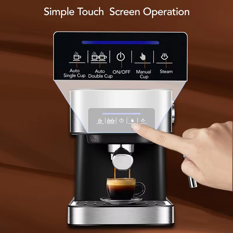 20 Bar Italian Type Espresso Coffee Maker Machine with Milk Frother Wand for Espresso, Cappuccino, Latte and Mocha