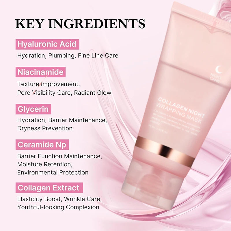 5PC Korean Collagen Wrapping Peel Off Facial Mask Elasticity Hydration Reduces Sagging Dullness Hydrolyzed Collagen Skin Care Don't Taxe That
