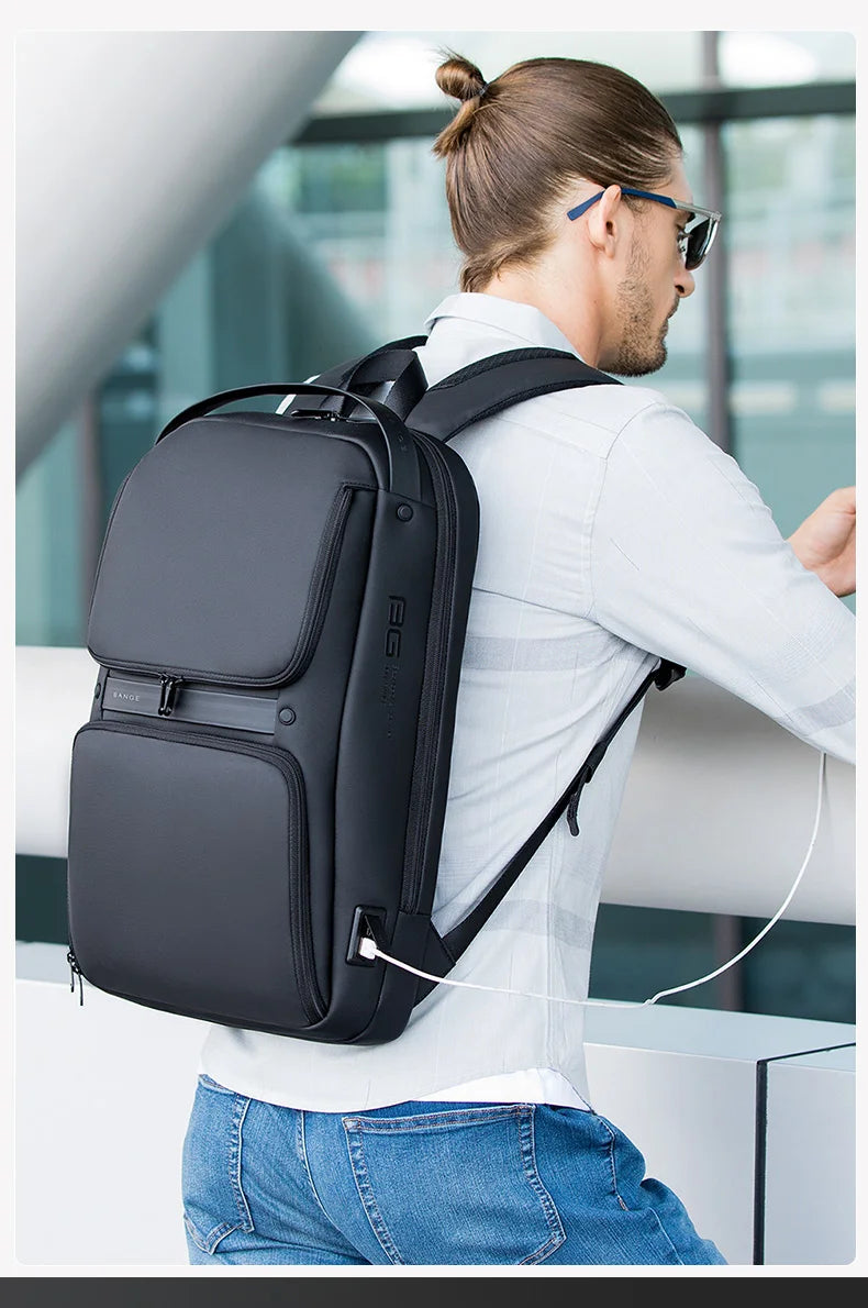 BANGE Original Unique Design Multi-Layer Space Business Backpacks Men Teenage USB External Charge 15.6 Laptop Traval Backpack Don't Taxe That