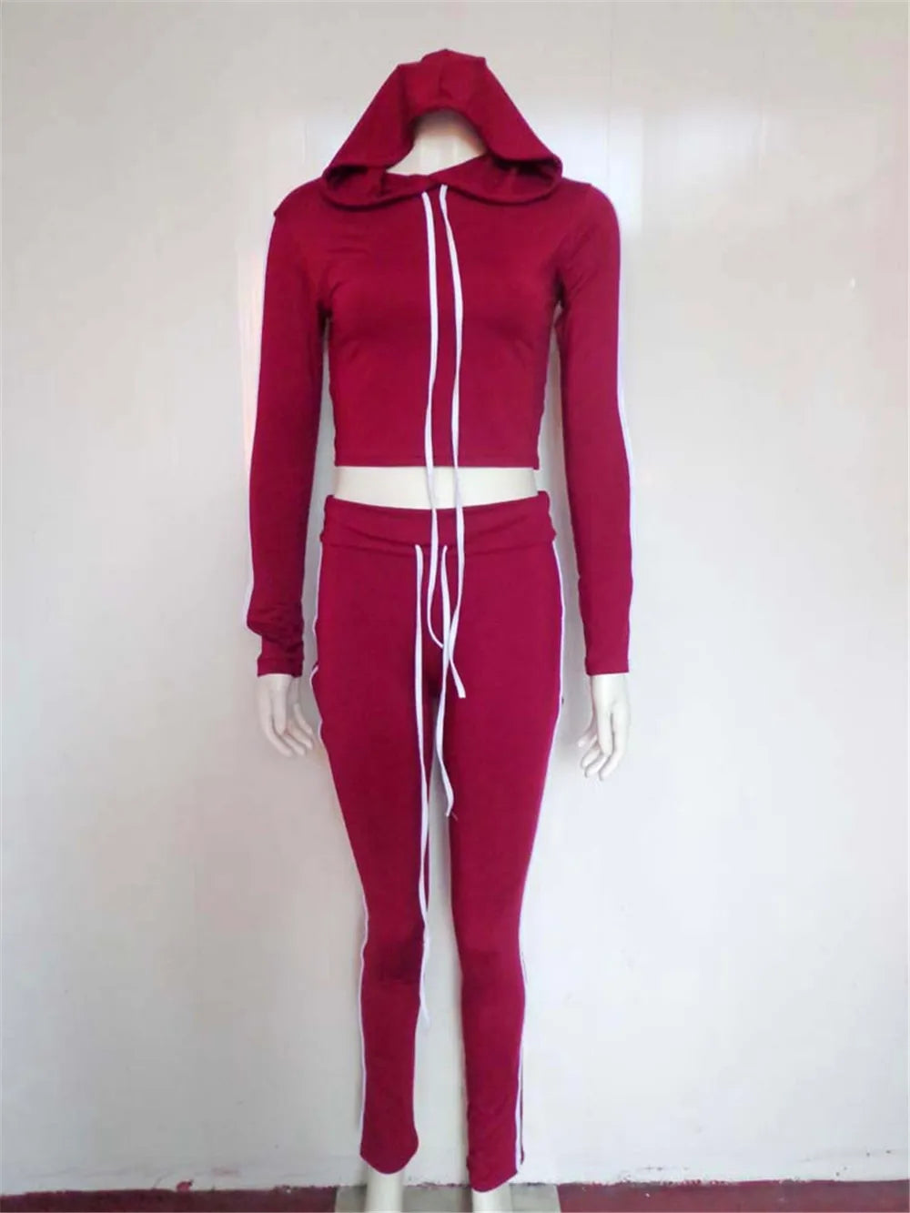 Fitness Casual 2 Piece Set Tracksuit Women Side Striped Hoodies Cropped Tops and Pants Jogger Two Piece Outfits Chandal Mujer Don't Taxe That