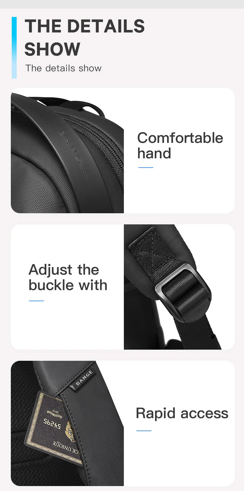 BANGE Original Unique Design Multi-Layer Space Business Backpacks Men Teenage USB External Charge 15.6 Laptop Traval Backpack Don't Taxe That