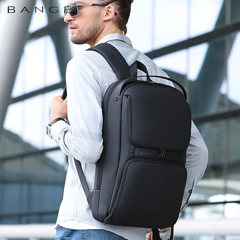 BANGE Original Unique Design Multi-Layer Space Business Backpacks Men Teenage USB External Charge 15.6 Laptop Traval Backpack Don't Taxe That