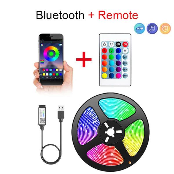 Tape Bluetooth USB LED Strip Light 5050 SMD 5V USB RGB Lights Flexible LED Lamp Tape Ribbon RGB Self-adhesive TV Desktop Diode Don't Taxe That