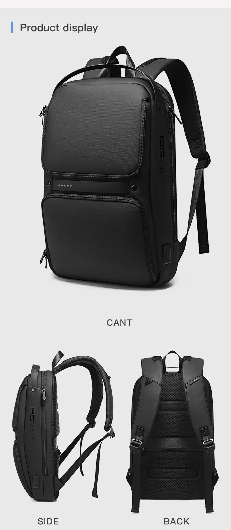 BANGE Original Unique Design Multi-Layer Space Business Backpacks Men Teenage USB External Charge 15.6 Laptop Traval Backpack Don't Taxe That