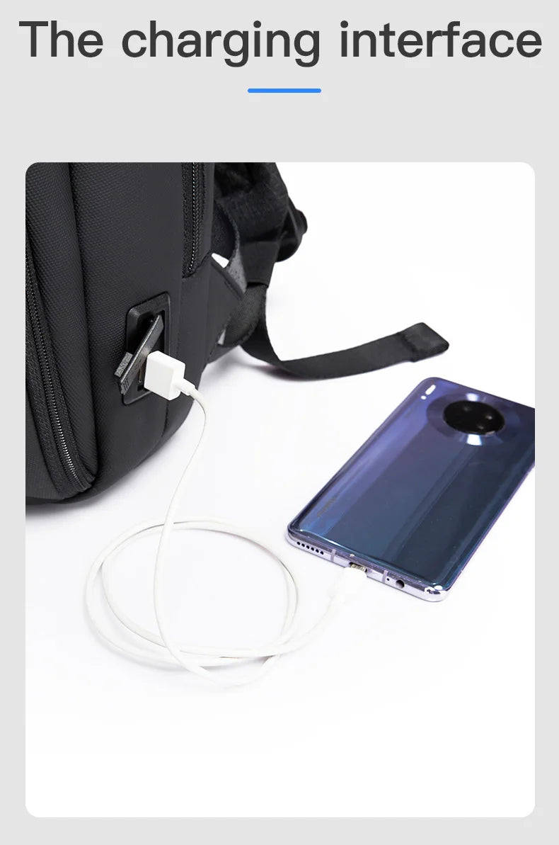 BANGE Original Unique Design Multi-Layer Space Business Backpacks Men Teenage USB External Charge 15.6 Laptop Traval Backpack Don't Taxe That