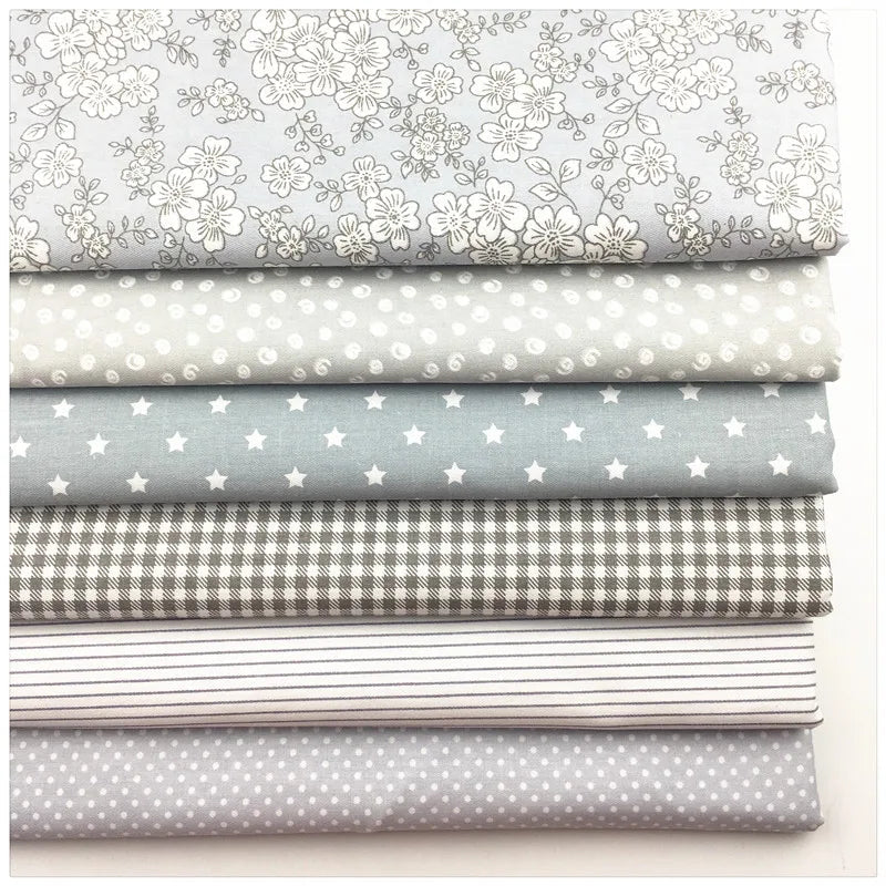 Syunss,New Gray Floral Printed Cotton Fabric DIY Tissue Patchwork Telas Sewing Baby Toy Bedding Quilting Tecido Tilda The Cloth Don't Taxe That