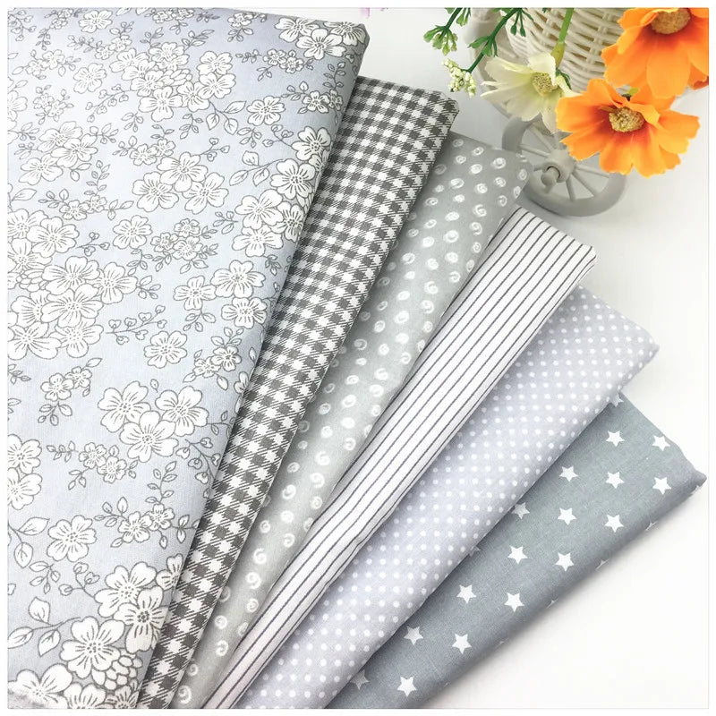 Syunss,New Gray Floral Printed Cotton Fabric DIY Tissue Patchwork Telas Sewing Baby Toy Bedding Quilting Tecido Tilda The Cloth Don't Taxe That