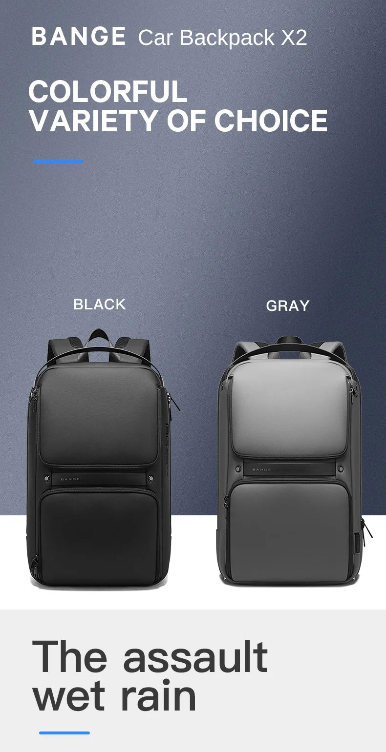 BANGE Original Unique Design Multi-Layer Space Business Backpacks Men Teenage USB External Charge 15.6 Laptop Traval Backpack Don't Taxe That