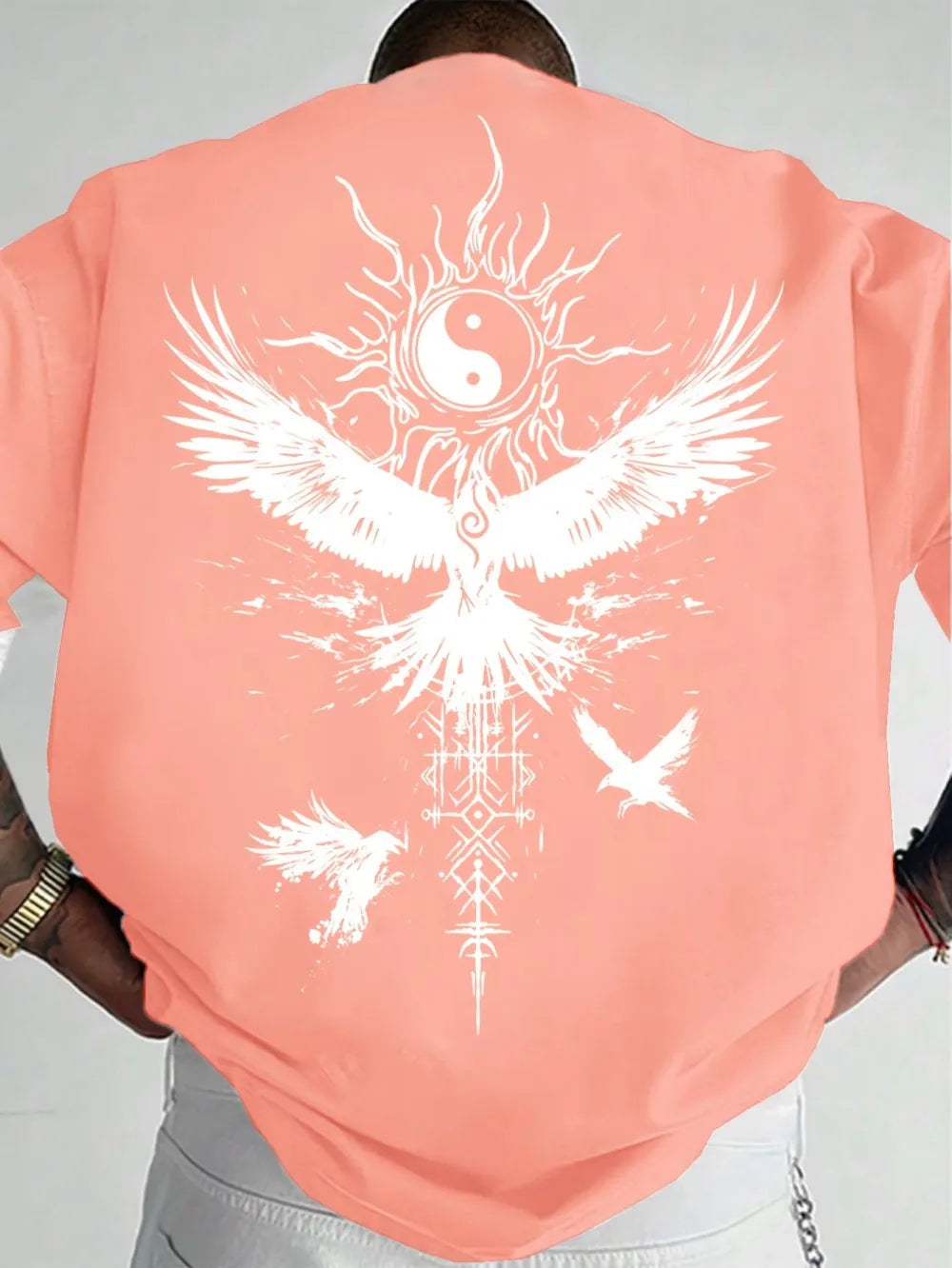 Trendy new men's bird and gossip print comfortable and breathable round neck T-shirt summer outdoor urban casual top Don't Taxe That