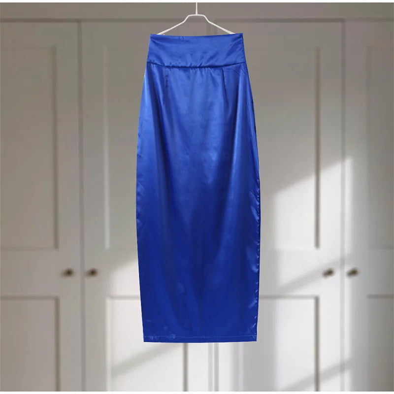 Crop Tops Long Skirt Two Piece Set Women Elegant Sleeveless Top Suit With Front Split Skirt Lady Chic Sexy Evening Party Outfits Don't Taxe That