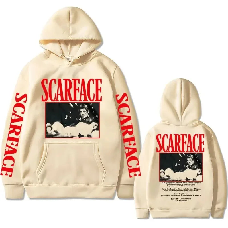 Vintage 90s Movie Scarface Tony Montana Hoodie Men Casual Vintage Pullover Man Hip Hop Hoodies Mens Fashion Oversized Sweatshirt Don't Taxe That