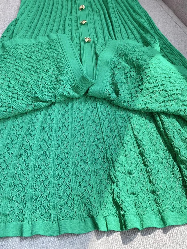 YuooMuoo Summer Maxi Dress Women Knit Black Green Long Bodycon Korean Fashion Ruffle Ladies Dresses Elegant Office Women Dress Don't Taxe That