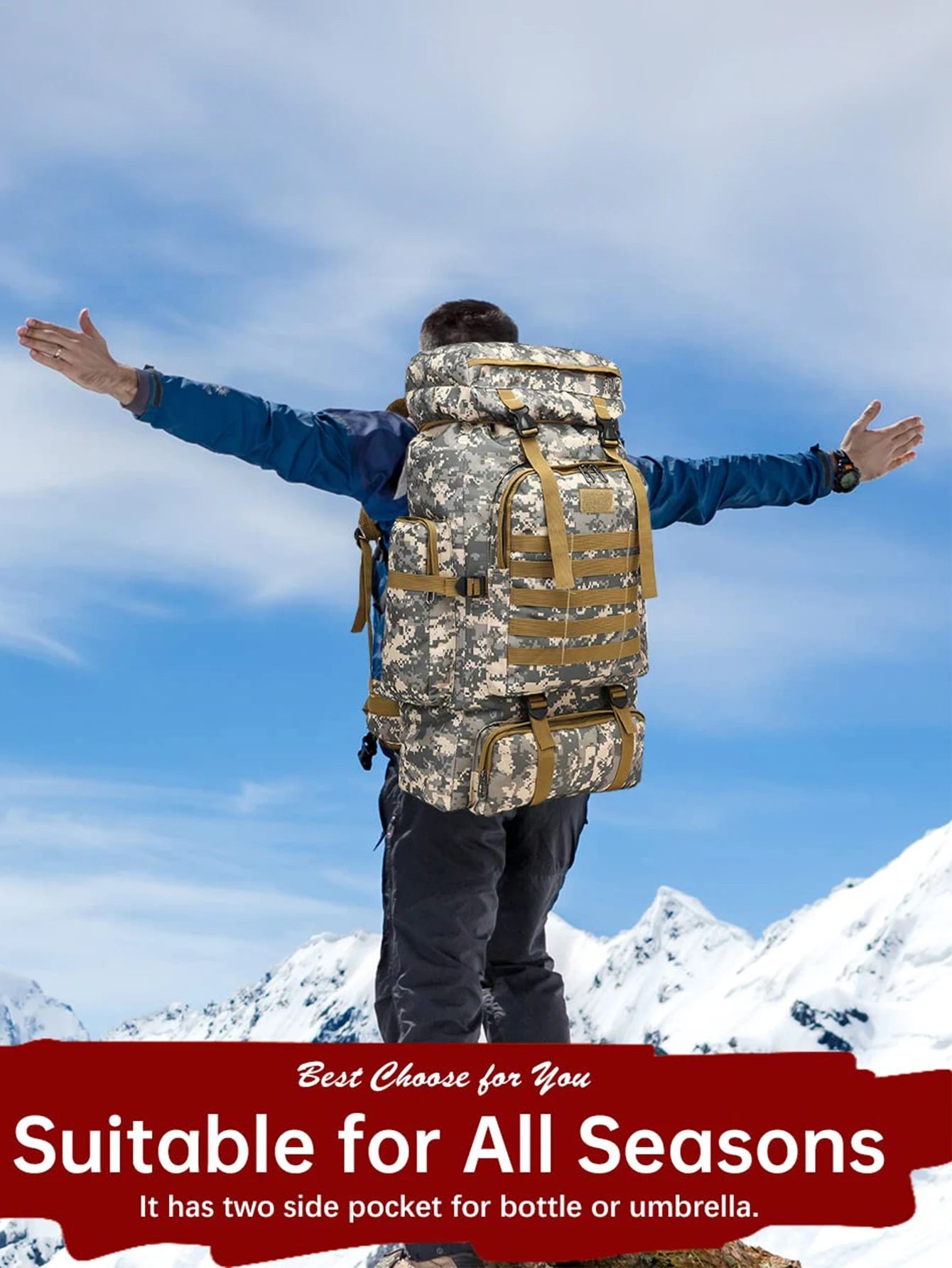 80L/100L  Mountaineering Bag Climb Bag Tactical Backpacks Large Backpack Outdoors Hiking Camping Travel Bags Don't Taxe That