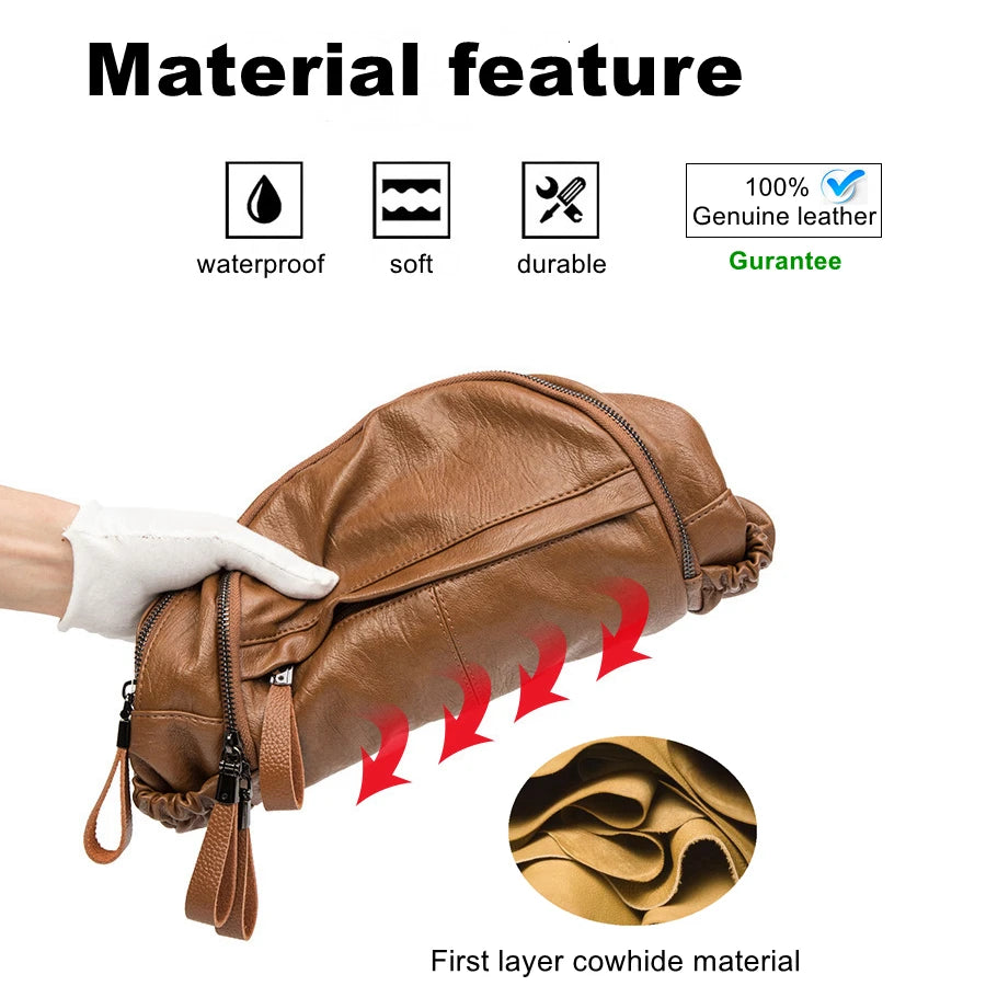 Genuine Leather Backpacks for Women Cowhide High Capacity Waterproof Backpack Trendy Women Bags Girl Travel School Bags Don't Taxe That