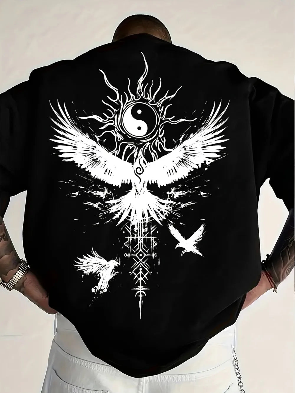 Trendy new men's bird and gossip print comfortable and breathable round neck T-shirt summer outdoor urban casual top Don't Taxe That