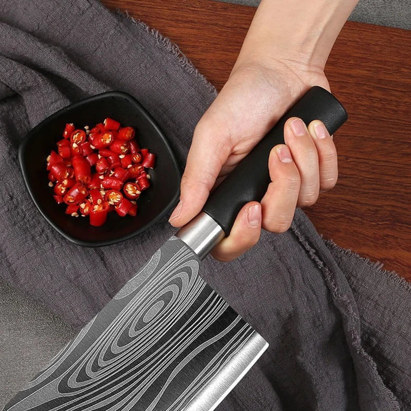 Laser Damascus Pattern Utility Kitchen Knives Scissors Sharpening Rod Set Stainless Steel Sharp Slicing Chef knife Cooking Tool Don't Taxe That