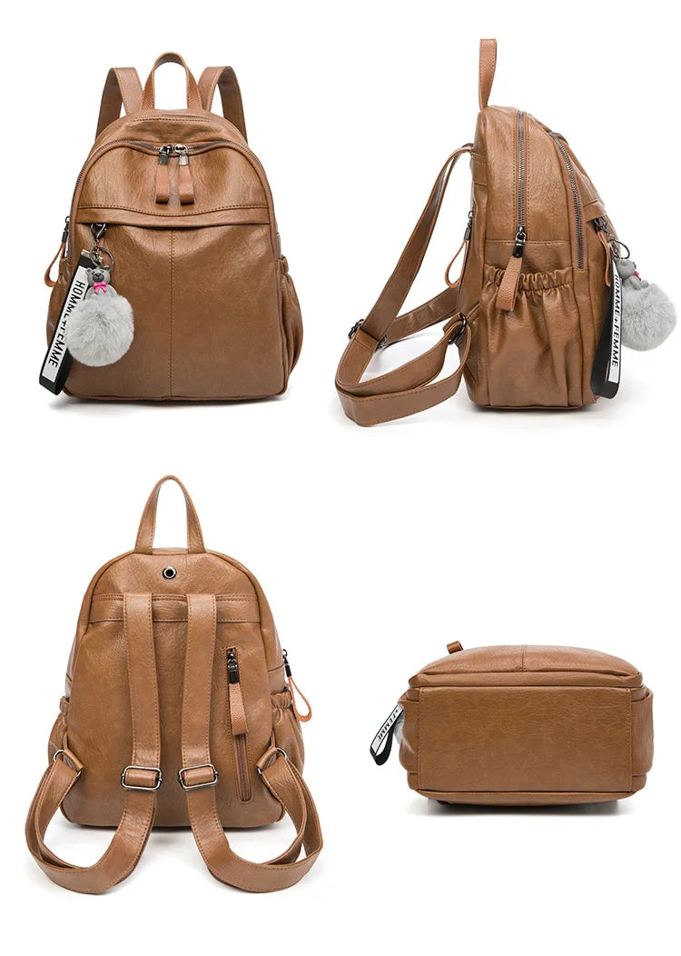 Genuine Leather Backpacks for Women Cowhide High Capacity Waterproof Backpack Trendy Women Bags Girl Travel School Bags Don't Taxe That