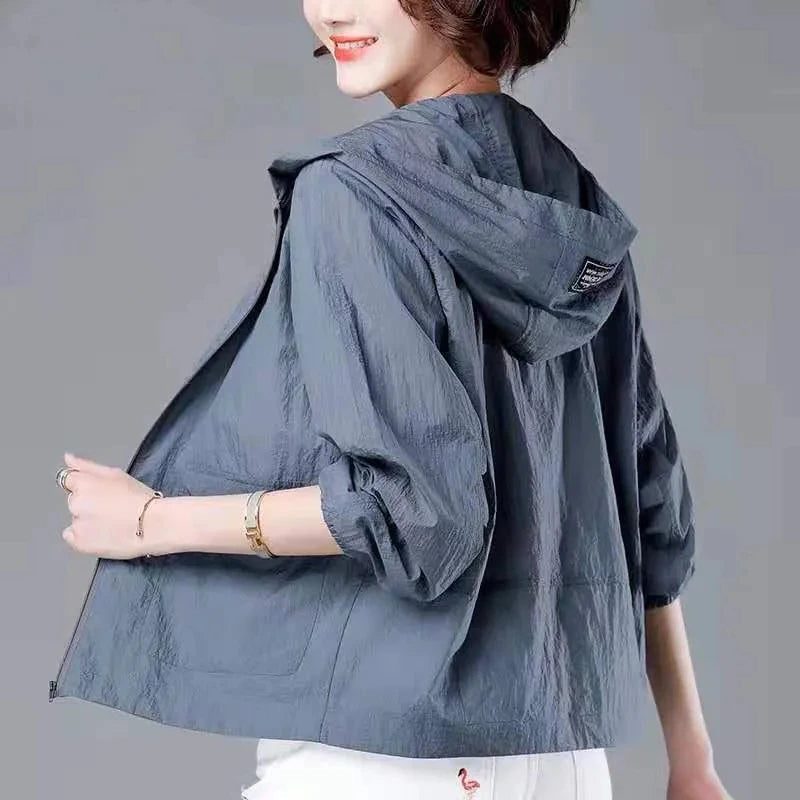 Women's Short Lightweight Loose Breathable Sun Protection Clothing Large Size Comfortable Trench Coat Summer Autumn Outerwear Don't Taxe That