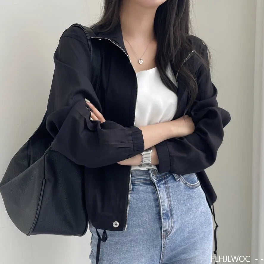 Thin Airy Korea Style Short Outerwear Woman Casual Loose Lazy Chic Long Sleeve Cotton Blends Linen Windbreaker Coats Jackets Don't Taxe That