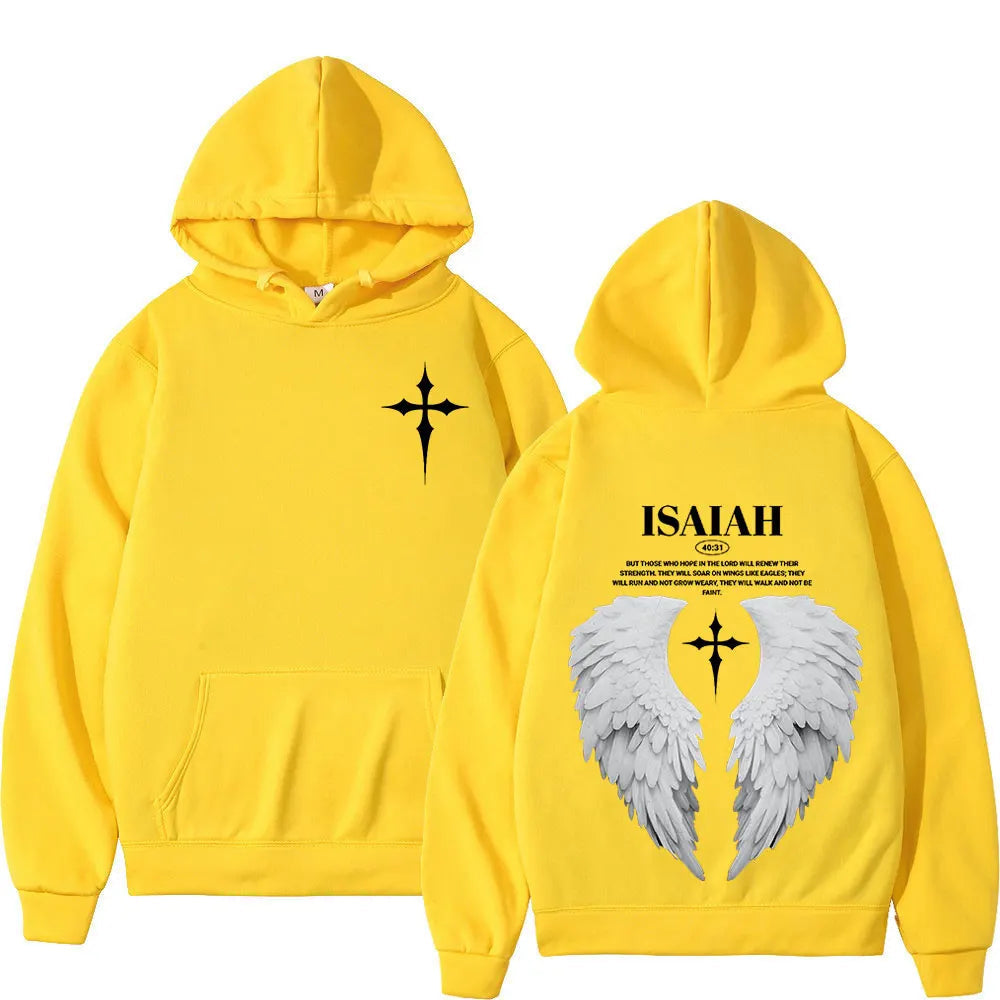 Aesthetic Christian Jesus Wing Bible Verse Hoodies Men Women Fashion Harajuku Oversized Sweatshirt Casual Loose Fleece Pullovers Don't Taxe That