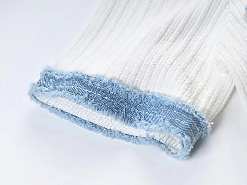 Elegant Contrasting Women Knit Maxi Dress Chic O-neck Short Sleeve Metal Buttons Bodycon Dresses Office Lady Commuting Robe Don't Taxe That