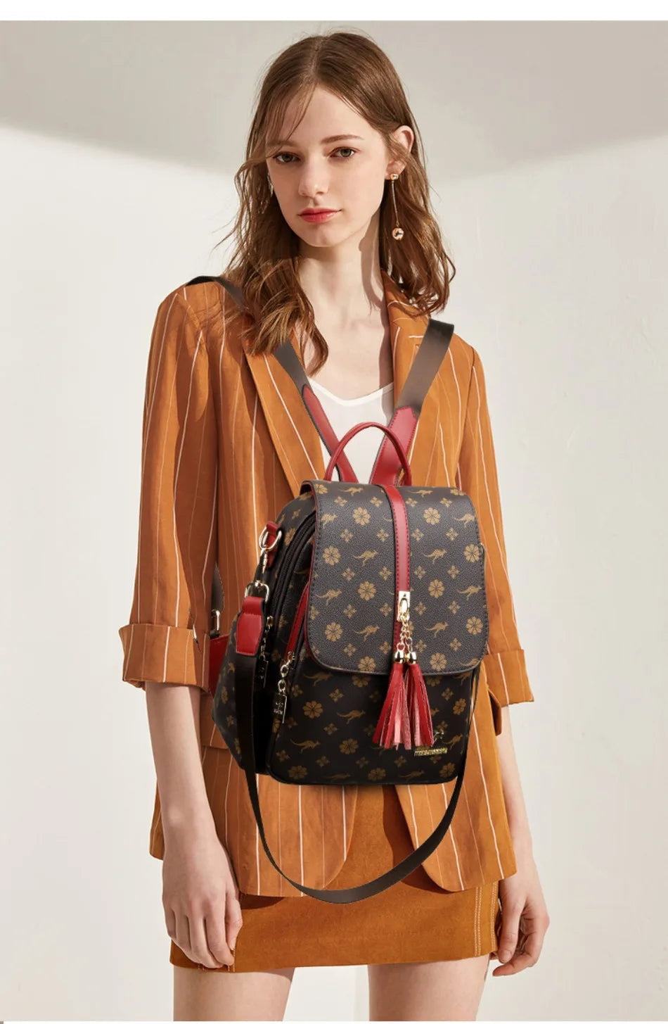 Ladies Backpack Designer High Quality Leather Women Bag Luxury Fashion Printing Tassel School Bags Large Capacity Backpacks Sac Don't Taxe That