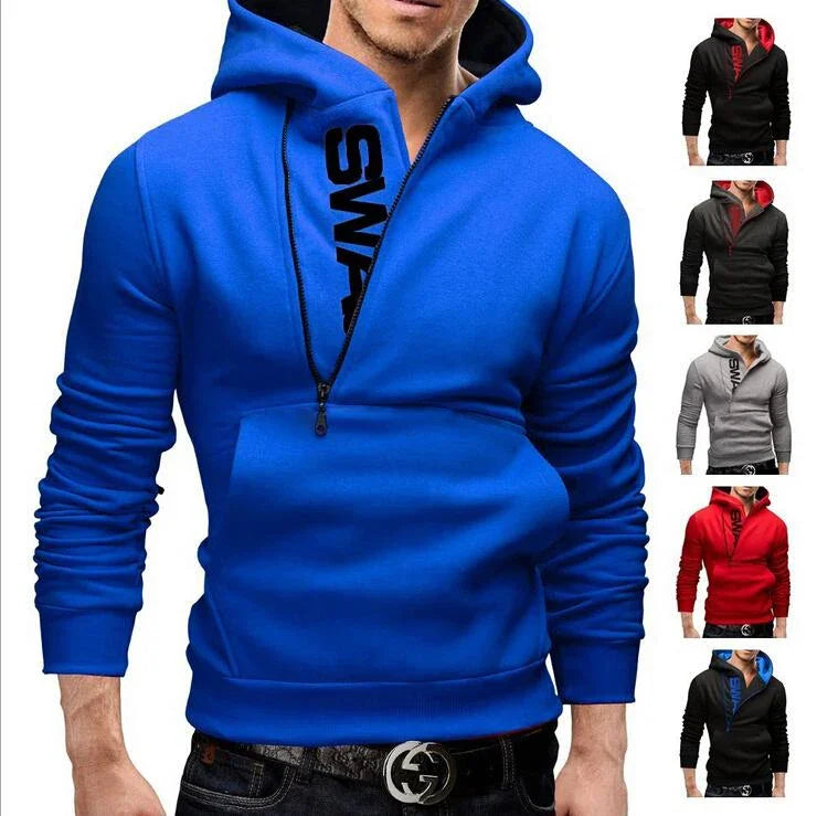 Mans Spring and Autumn Hoodies Letter Fleece Hooded Sweatshirt Patchwork Color Warm Plus Velvet Zipper Hoodies 6XL Don't Taxe That