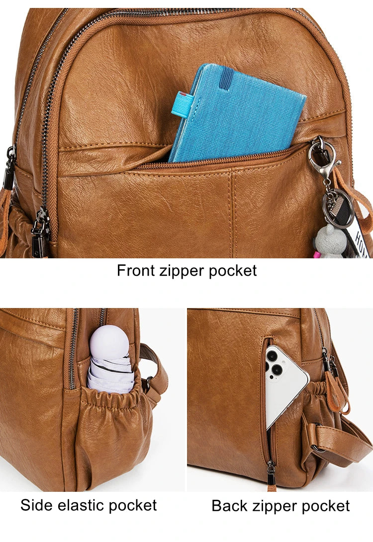 Genuine Leather Backpacks for Women Cowhide High Capacity Waterproof Backpack Trendy Women Bags Girl Travel School Bags Don't Taxe That