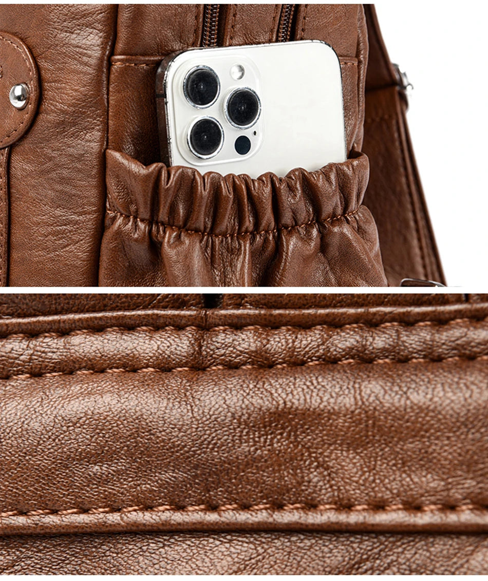 Women Soft Leather Backpacks High Capacity Female Back Pack Casual Travel Ladies Bagpack Machial Feminina for Teenager Grils Don't Taxe That