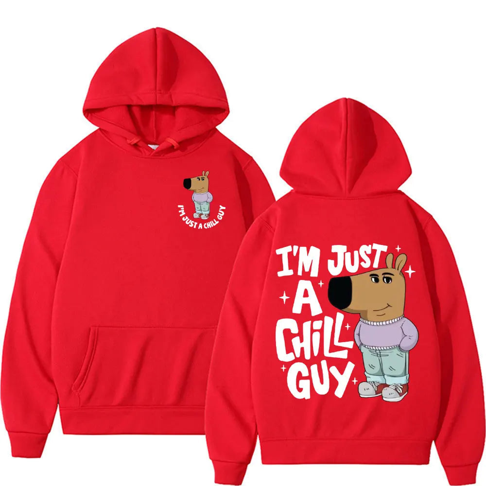 I'm Just A Chill Guy Meme Hoodie Funny Trendy Cute Viral Dog Cartoon Hoodies Men Women's Casual Autumn/Winter Comfort Sweatshirt Don't Taxe That