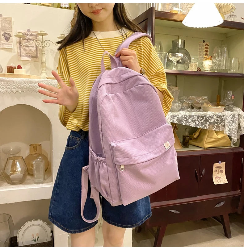 New Waterproof Nylon Women Backpack Female Travel Bag Backpacks Schoolbag for Teenage Girls Solid Color Bookbag Mochila Bookbag Don't Taxe That